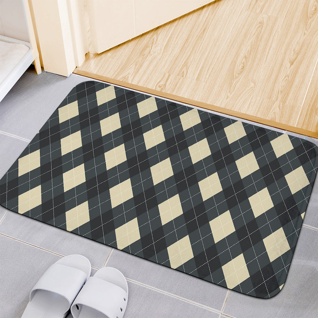 Spruce Blue And Beige Argyle Print Indoor Door Mat