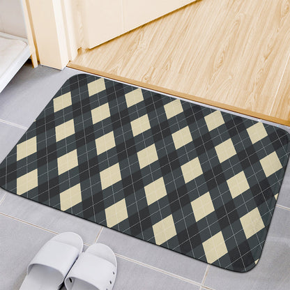 Spruce Blue And Beige Argyle Print Indoor Door Mat