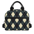 Spruce Blue And Beige Argyle Print Insulated Lunch Bag