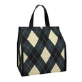 Spruce Blue And Beige Argyle Print Insulated Lunch Tote