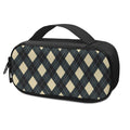 Spruce Blue And Beige Argyle Print Portable Cooler Travel Case