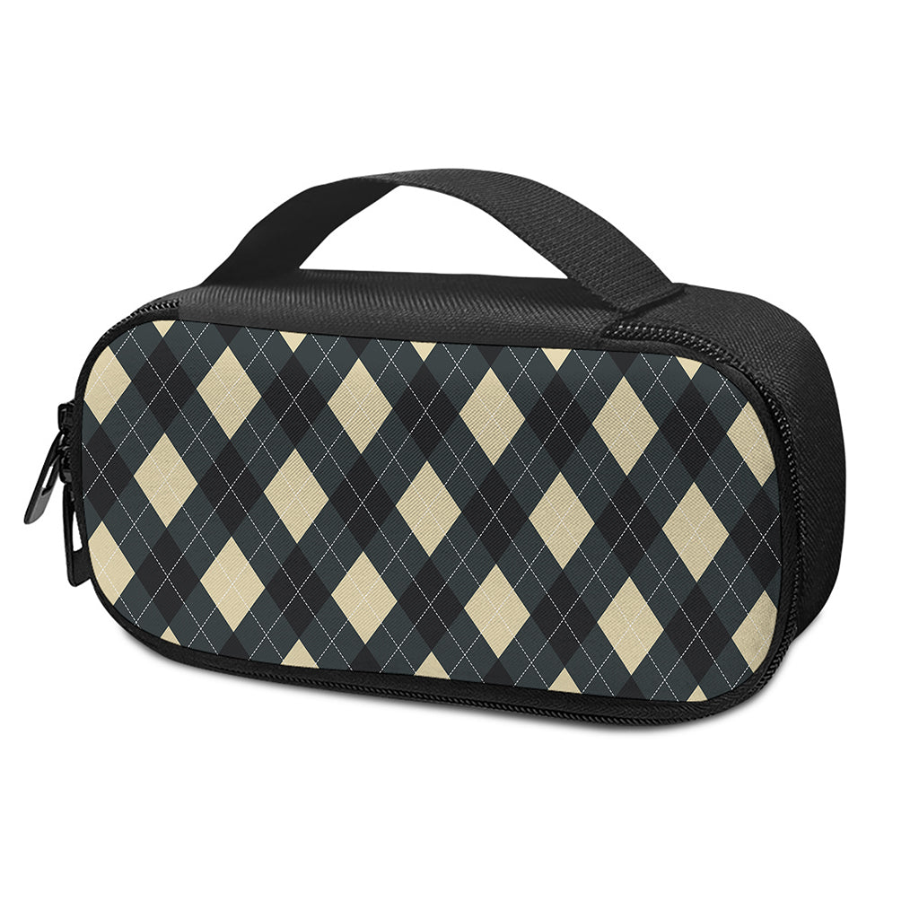 Spruce Blue And Beige Argyle Print Insulin Cooler Travel Case