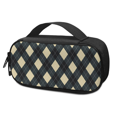 Spruce Blue And Beige Argyle Print Insulin Cooler Travel Case