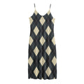 Spruce Blue And Beige Argyle Print Jersey Midi Cami Dress