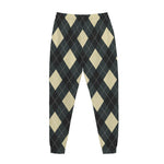Spruce Blue And Beige Argyle Print Jogger Pants
