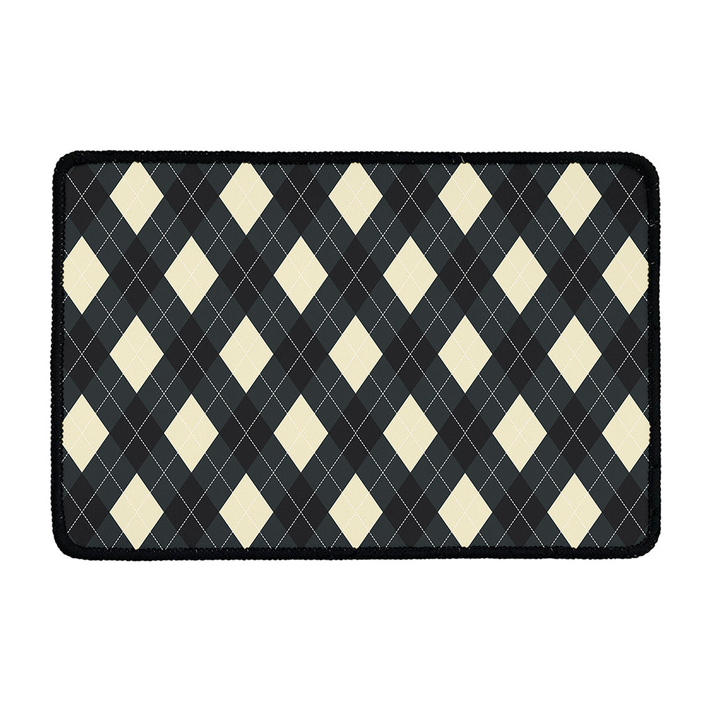 Spruce Blue And Beige Argyle Print Kitchen Mat