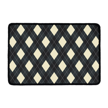 Spruce Blue And Beige Argyle Print Kitchen Mat