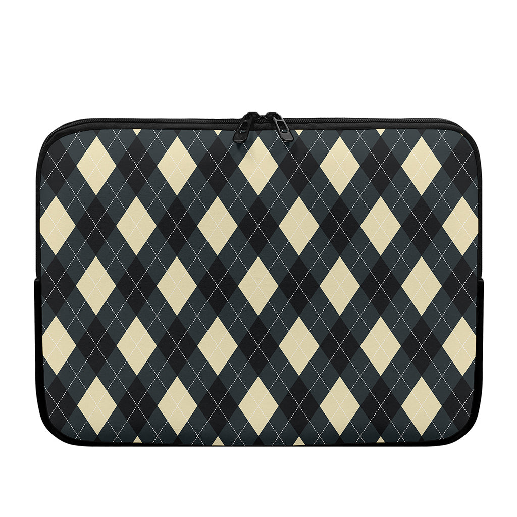 Spruce Blue And Beige Argyle Print Laptop Sleeve