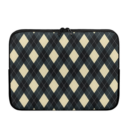Spruce Blue And Beige Argyle Print Laptop Sleeve