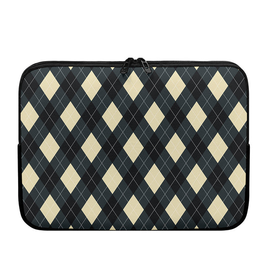 Spruce Blue And Beige Argyle Print Laptop Sleeve