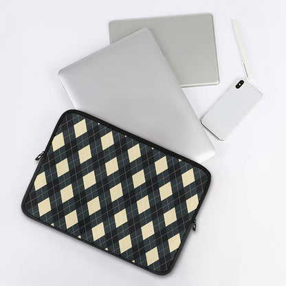 Spruce Blue And Beige Argyle Print Laptop Sleeve