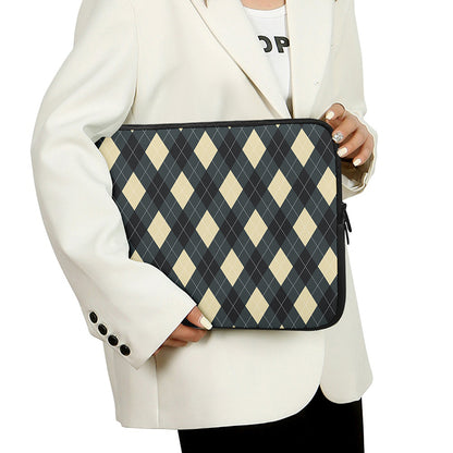 Spruce Blue And Beige Argyle Print Laptop Sleeve