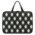 Spruce Blue And Beige Argyle Print Laptop Sleeve With Handle