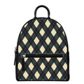 Spruce Blue And Beige Argyle Print Leather Backpack