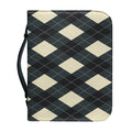 Spruce Blue And Beige Argyle Print Leather Bible Cover