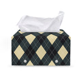 Spruce Blue And Beige Argyle Print Leather Tissue Box Cover