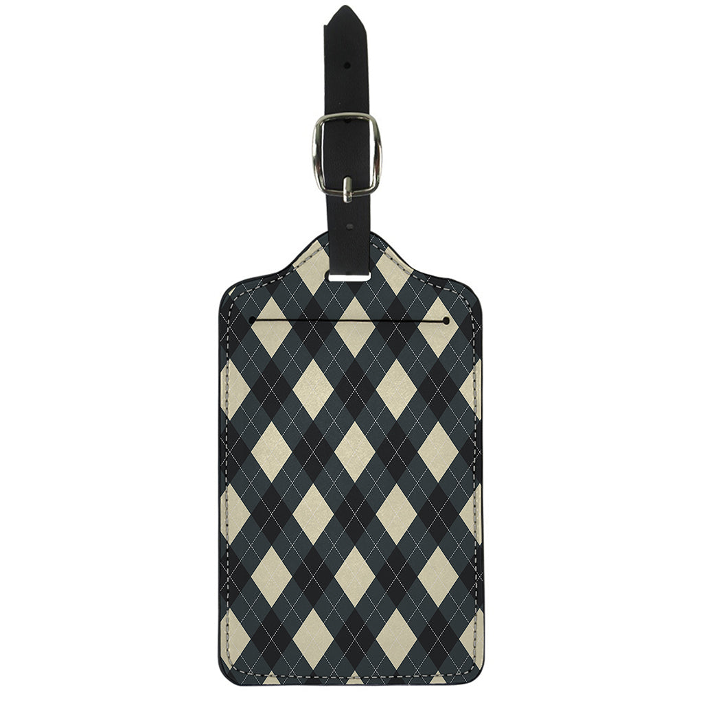 Spruce Blue And Beige Argyle Print Luggage Tag