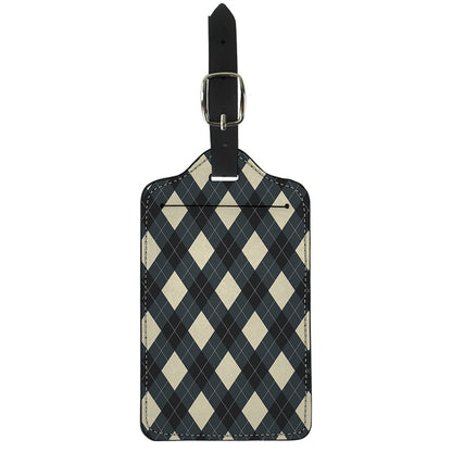 Spruce Blue And Beige Argyle Print Luggage Tag