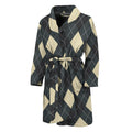 Spruce Blue And Beige Argyle Print Men's Bathrobe