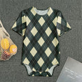 Spruce Blue And Beige Argyle Print Men's Bodysuit