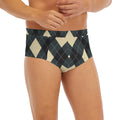 Spruce Blue And Beige Argyle Print Men's Briefs