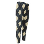 Spruce Blue And Beige Argyle Print Men's Compression Pants