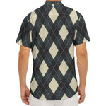 Spruce Blue And Beige Argyle Print Men's Deep V-Neck Shirt