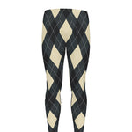 Spruce Blue And Beige Argyle Print Men's leggings