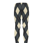 Spruce Blue And Beige Argyle Print Men's leggings