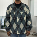 Spruce Blue And Beige Argyle Print Men's Shirt Jacket