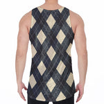 Spruce Blue And Beige Argyle Print Men's Velvet Tank Top