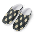 Spruce Blue And Beige Argyle Print Mesh Casual Shoes