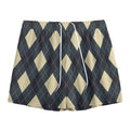 Spruce Blue And Beige Argyle Print Mesh Shorts