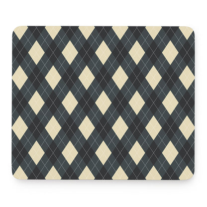Spruce Blue And Beige Argyle Print Mouse Pad