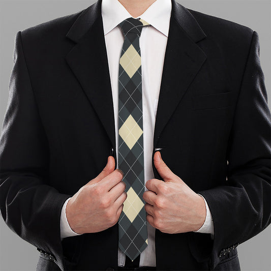 Spruce Blue And Beige Argyle Print Necktie