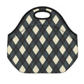 Spruce Blue And Beige Argyle Print Neoprene Lunch Bag