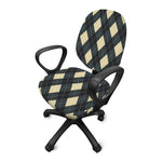 Spruce Blue And Beige Argyle Print Office Chair Cover