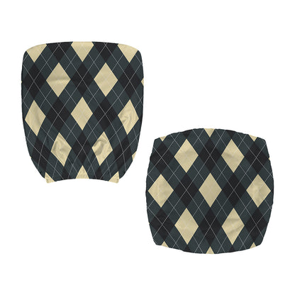 Spruce Blue And Beige Argyle Print Office Chair Cover