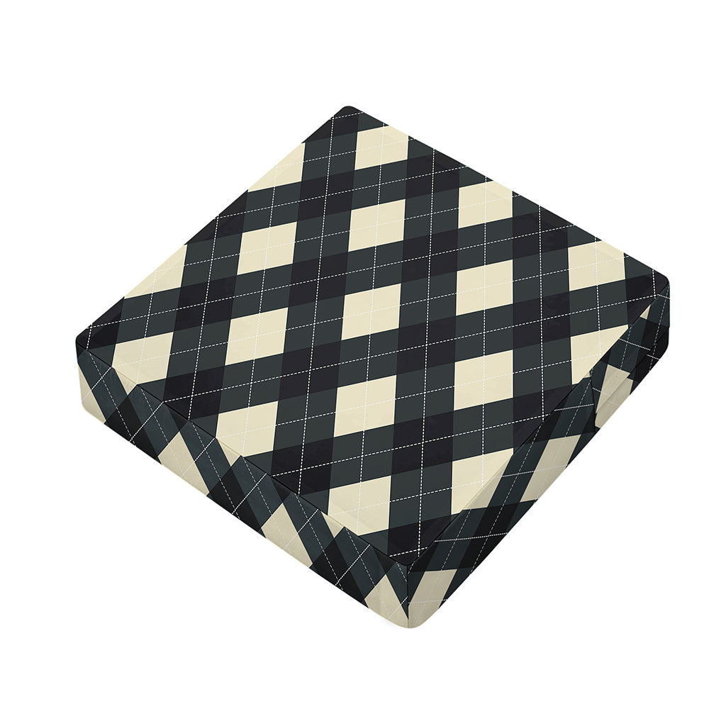 Spruce Blue And Beige Argyle Print Outdoor Seat Cushion Cover