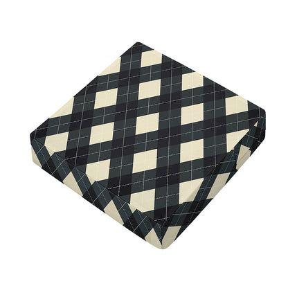 Spruce Blue And Beige Argyle Print Outdoor Seat Cushion Cover