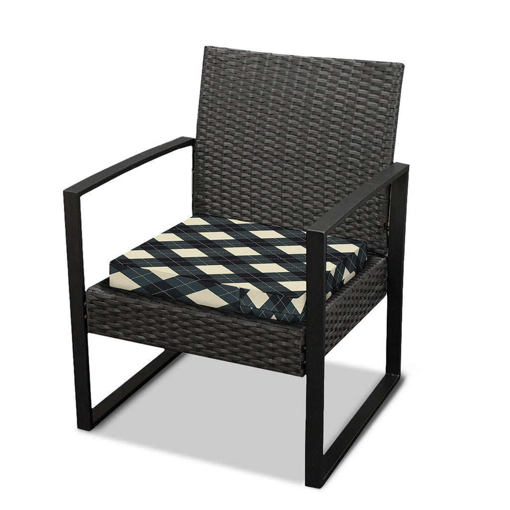Spruce Blue And Beige Argyle Print Outdoor Seat Cushion Cover
