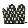 Spruce Blue And Beige Argyle Print Oven Mitts