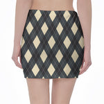 Spruce Blue And Beige Argyle Print Pencil Mini Skirt