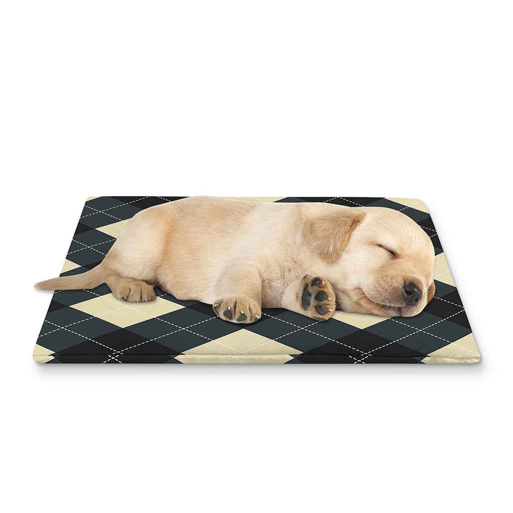 Spruce Blue And Beige Argyle Print Pet Cooling Mat Cover