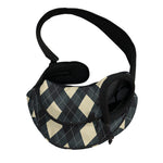 Spruce Blue And Beige Argyle Print Pet Sling Carrier