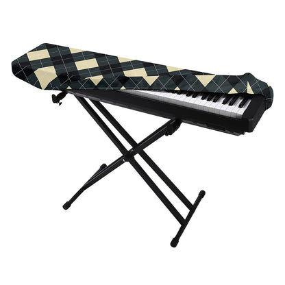 Spruce Blue And Beige Argyle Print Piano Keyboard Cover