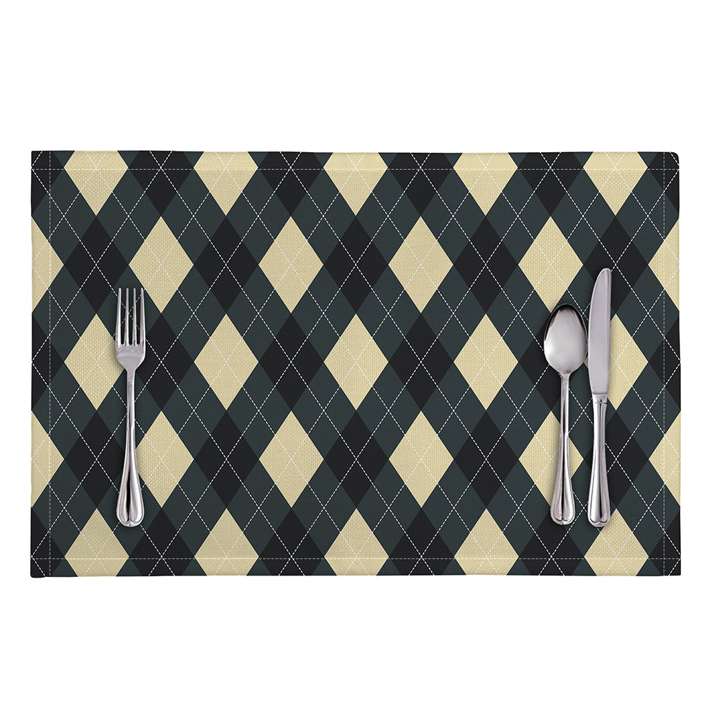 Spruce Blue And Beige Argyle Print Placemat