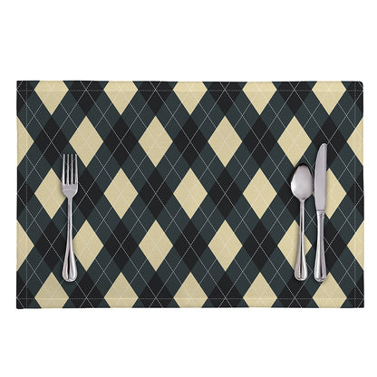 Spruce Blue And Beige Argyle Print Placemat