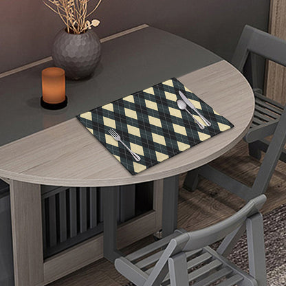 Spruce Blue And Beige Argyle Print Placemat
