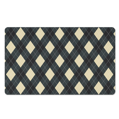 Spruce Blue And Beige Argyle Print Polyester Doormat